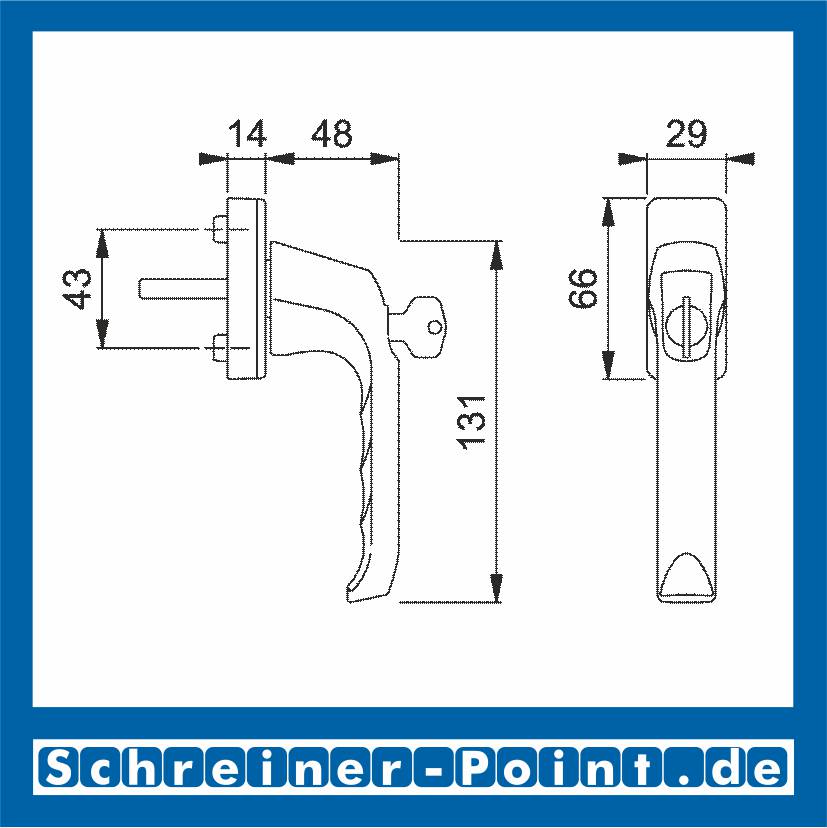 Hoppe London Aluminium Fenstergriff abschließbar F1 Natur Secu100 013S/U34 (100 Nm), 1827755, 1929831